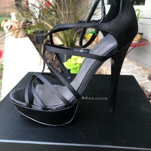 New in Box Sexy Black Strappy Heels by Adrienne Maloof Size 7.5